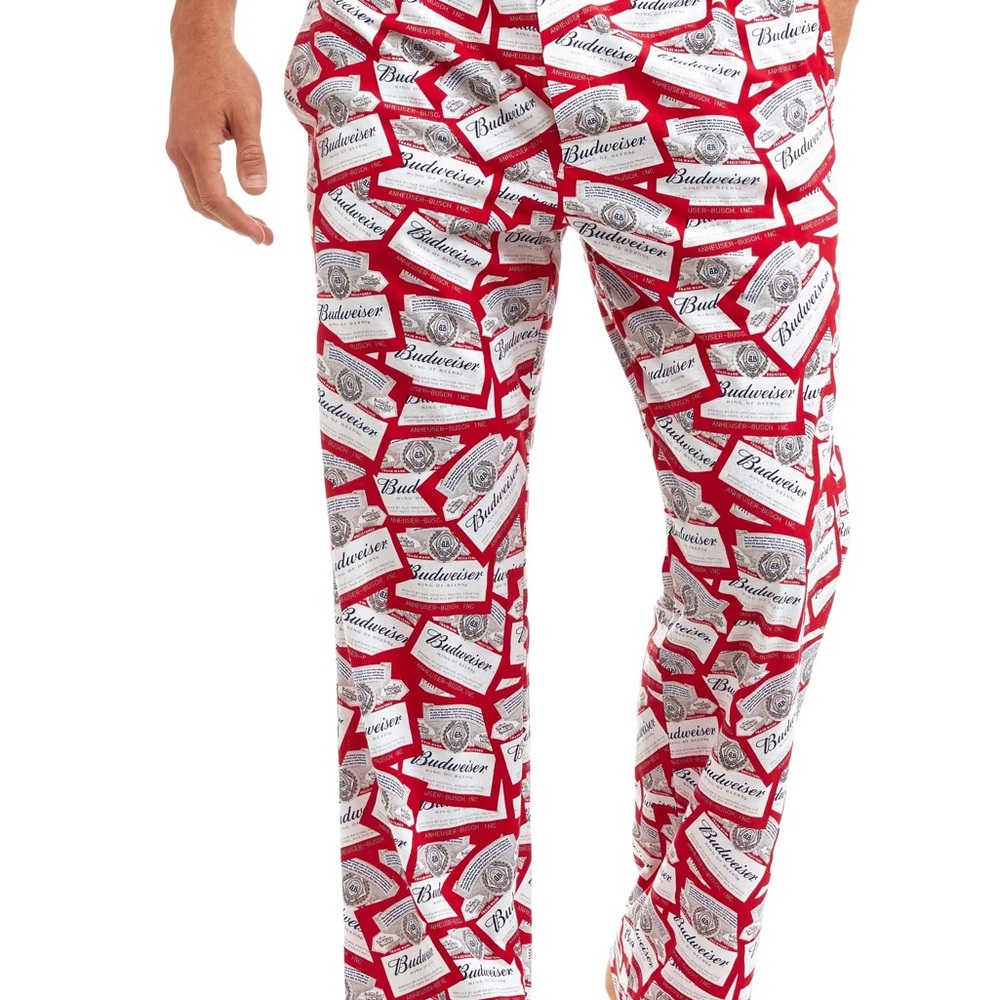 Budweiser Red and White Logo Pattern Pants